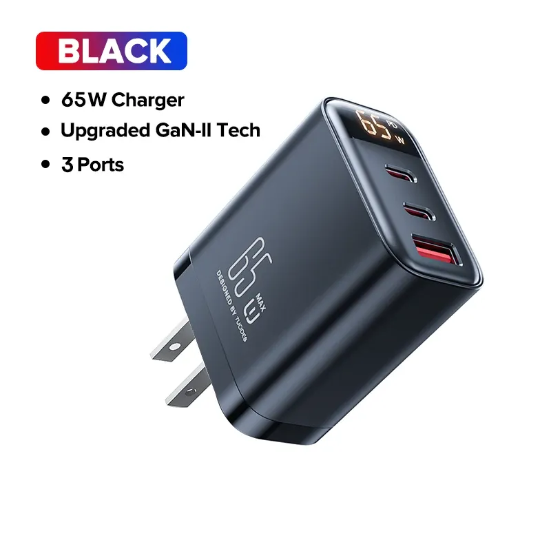 Chargeur GaN 65 W Tuodes PPS PD USB-C, charge rapide QC 4.0, compatible iPhone 17, MacBook Air, tablette Samsung, Xiaomi et ordinateur portable 12