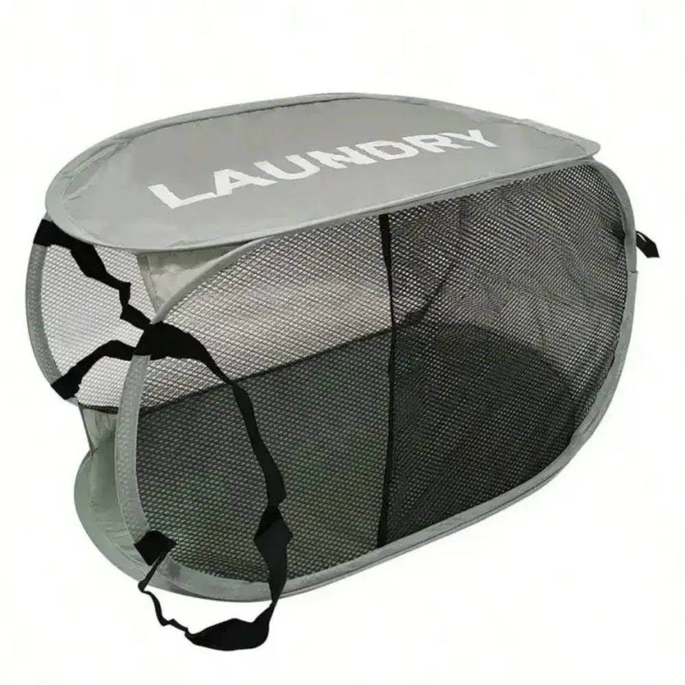 Panier à linge portable en maille pour dortoir, pliable et respirant, idéal pour le voyage et peu encombrant 5
