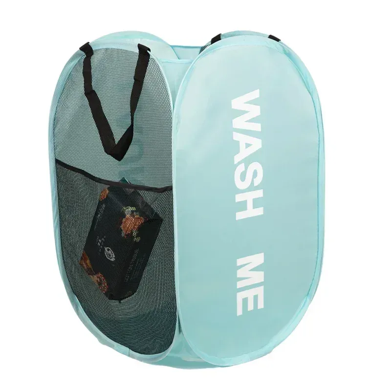 Panier à linge portable en maille pour dortoir, pliable et respirant, idéal pour le voyage et peu encombrant 7