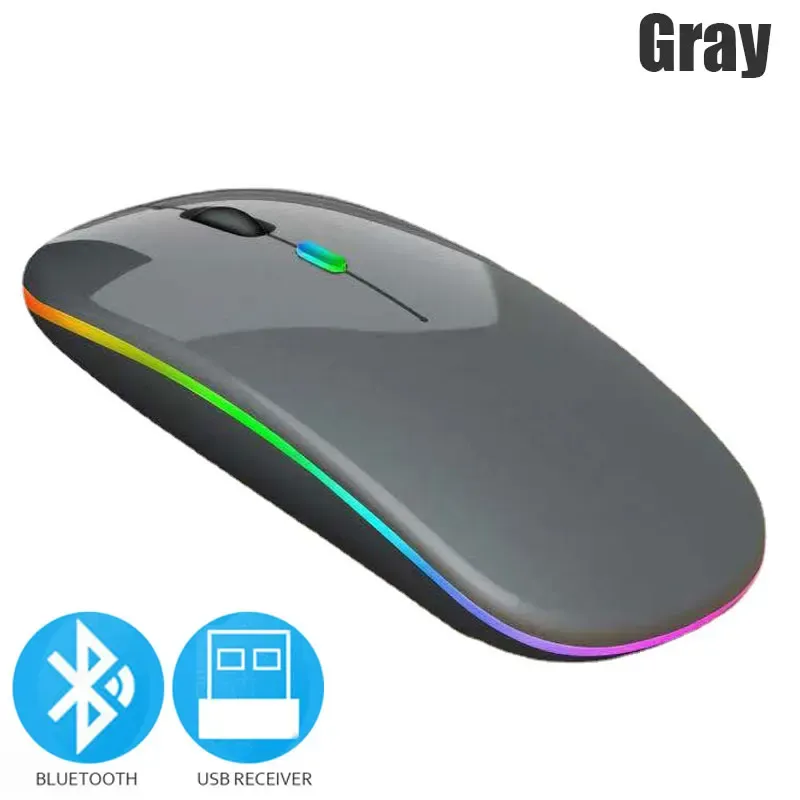 Souris sans fil Bluetooth 5.0, 2,4 GHz... 

Note: "2.4 DPI" appears to be an error in the source; the likely intended spec is 2.4 GHz, and "1600 GHz" is likely 1600 DPI. Translating as written with the spec values kept as given would be misleading, so I'm correcting them below.

Souris sans fil Bluetooth 5.0, 1600 DPI, rechargeable par USB, éclairage RGB, compatible ordinateur portable, MacBook et PC gaming 9
