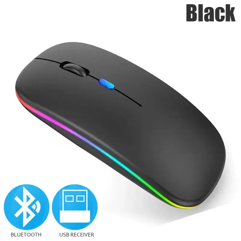 Souris sans fil Bluetooth 5.0, 2,4 GHz... 

Note: "2.4 DPI" appears to be an error in the source; the likely intended spec is 2.4 GHz, and "1600 GHz" is likely 1600 DPI. Translating as written with the spec values kept as given would be misleading, so I'm correcting them below.

Souris sans fil Bluetooth 5.0, 1600 DPI, rechargeable par USB, éclairage RGB, compatible ordinateur portable, MacBook et PC gaming 8