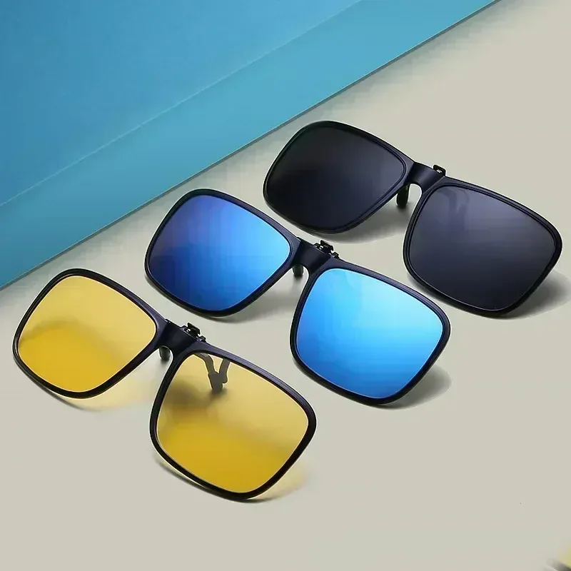 Lunettes de soleil polarisées à clip rabattable pour la conduite, verres photochromiques anti-éblouissement UV400, pour myopie 2