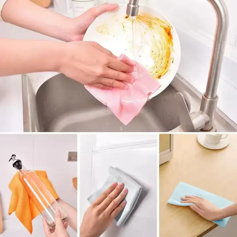 Lingettes de nettoyage réutilisables en microfibre, rouleau de 20 feuilles, alternative aux essuie-tout en papier 3