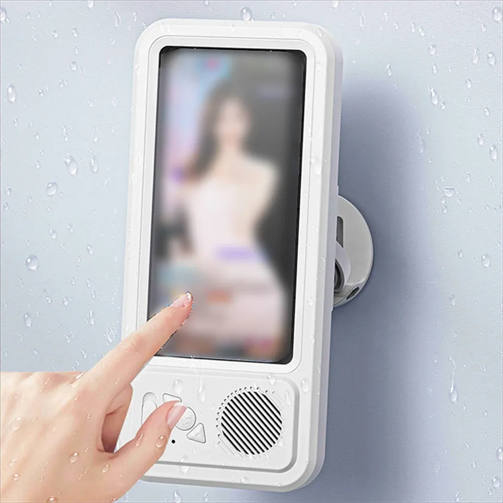 Support de téléphone de douche avec haut-parleur Bluetooth, rotatif à 360°, étanche et anti-buée, pour téléphones de 4 à 6,9 pouces 4