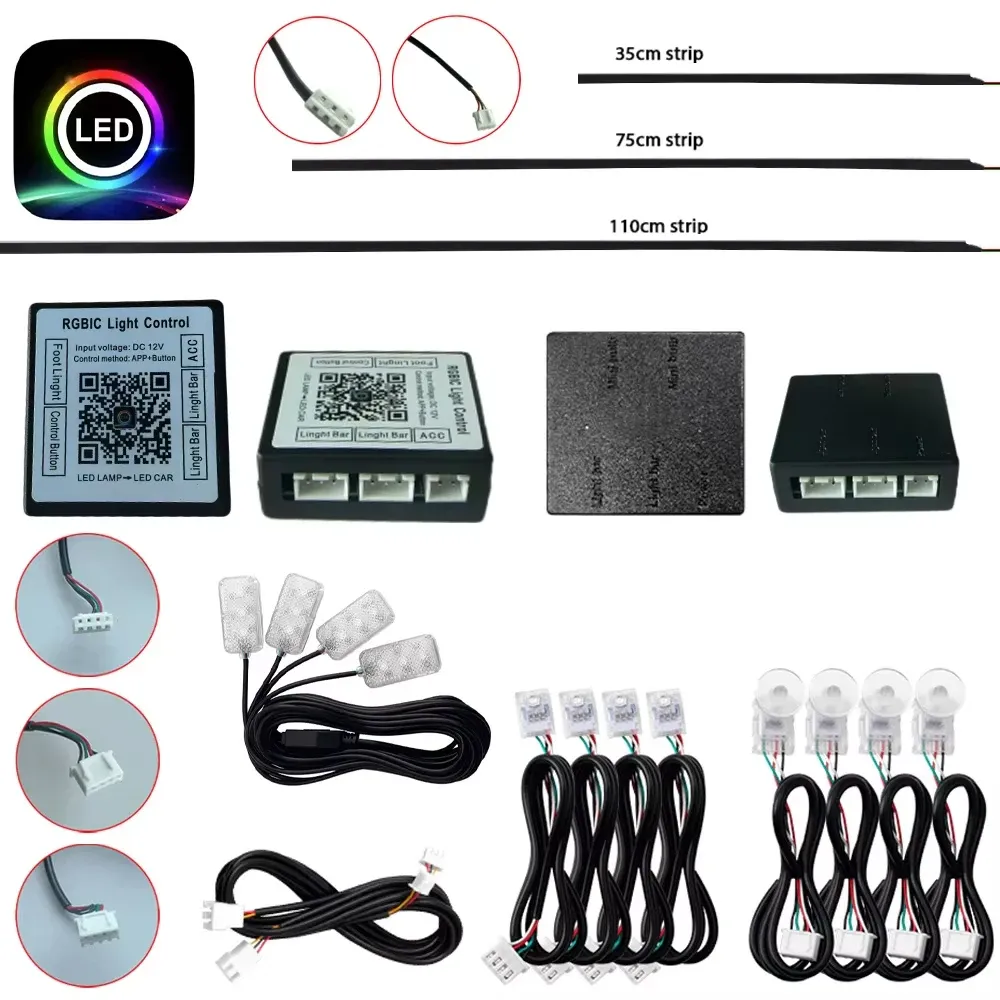 Accessoires pour lampe LED RGBIC, bande LED Symphony 3 fils (éclairage de sol RGB, de porte et de rangement, 4 fils)