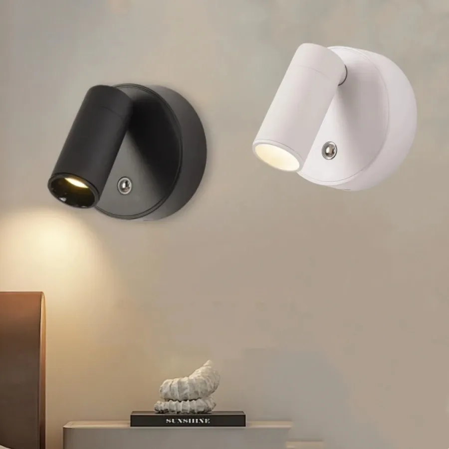 Lampe murale LED rechargeable sans fil à fixation magnétique avec veilleuse tactile et rotation à 360° pour la lecture au chevet