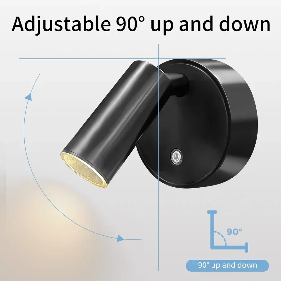 Lampe murale LED rechargeable sans fil à fixation magnétique avec veilleuse tactile et rotation à 360° pour la lecture au chevet 4