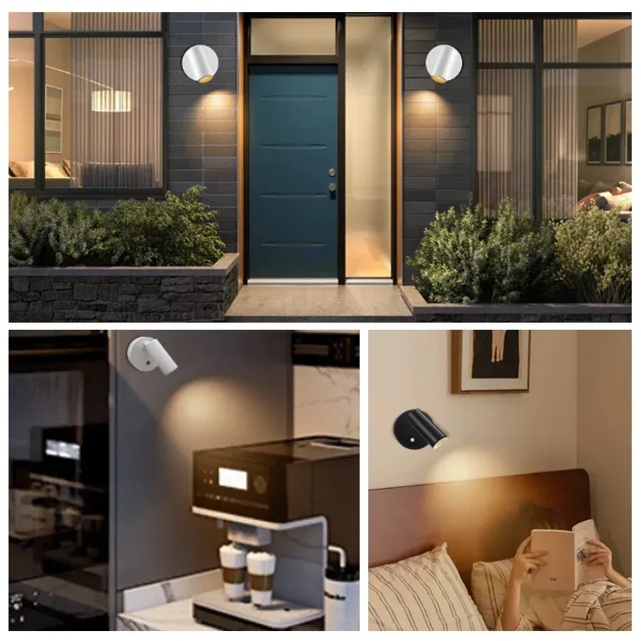 Lampe murale LED rechargeable sans fil à fixation magnétique avec veilleuse tactile et rotation à 360° pour la lecture au chevet 6