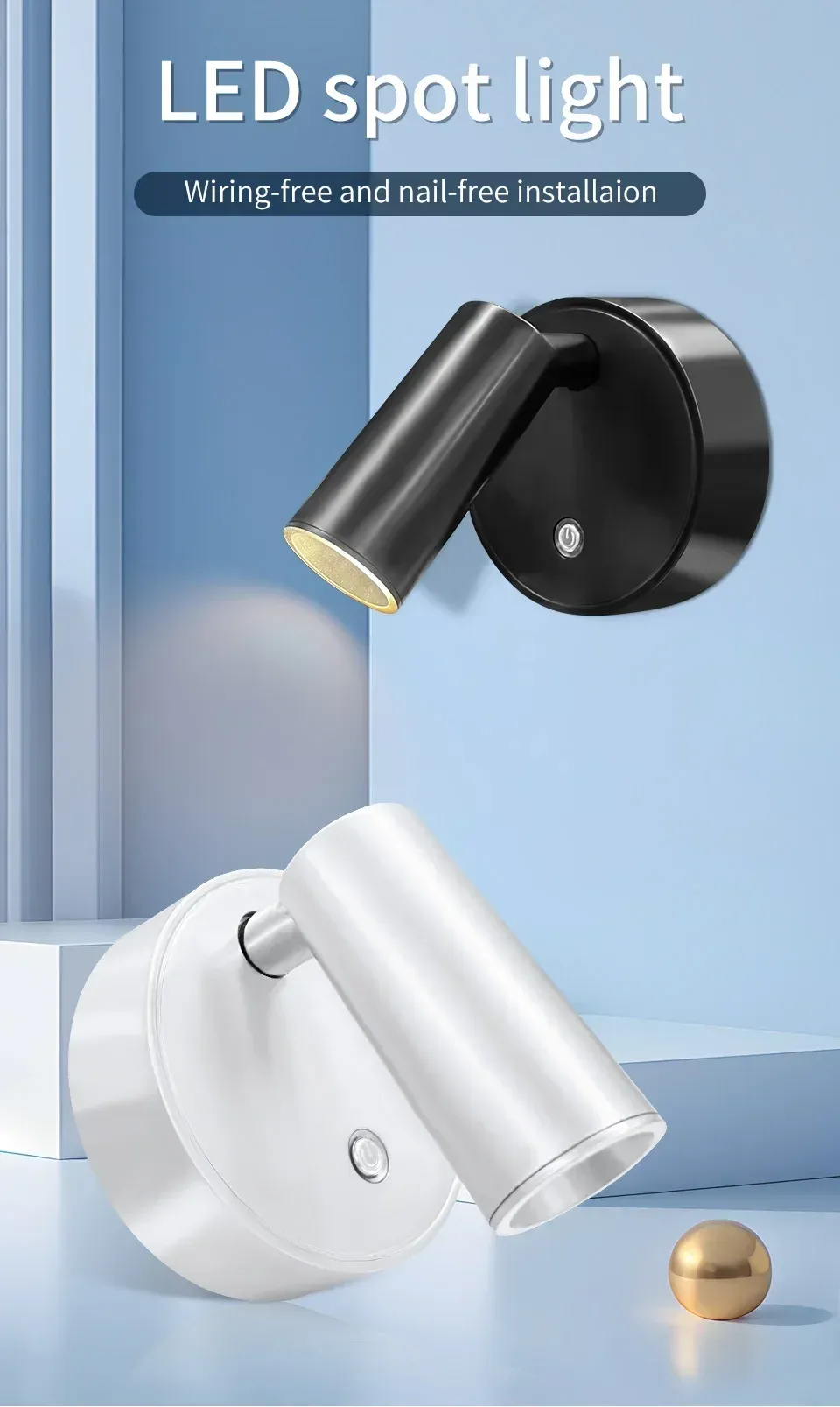 Applique murale LED rechargeable au design minimaliste