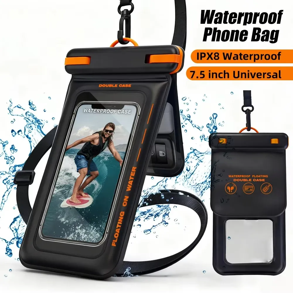 Sac étanche IPX8 pour téléphone avec écran tactile, compatible natation, jusqu'à 7,5 pouces 1