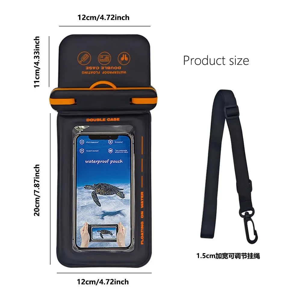 Sac étanche IPX8 pour téléphone avec écran tactile, compatible natation, jusqu'à 7,5 pouces 2