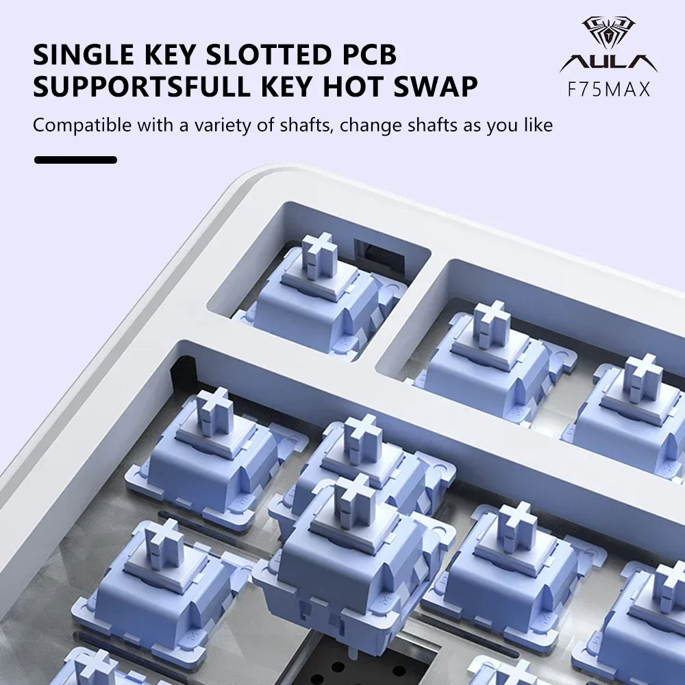 AULA F75 MAX Clavier mécanique de jeu 75 % filaire/Bluetooth/2,4 GHz, clavier e-sport RVB à permutation à chaud avec écran TFT pour PC/Mac 2