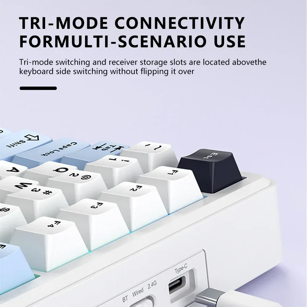 AULA F75 MAX Clavier mécanique de jeu 75 % filaire/Bluetooth/2,4 GHz, clavier e-sport RVB à permutation à chaud avec écran TFT pour PC/Mac 5