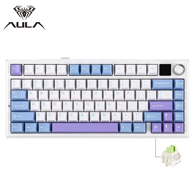 AULA F75 MAX Clavier mécanique de jeu 75 % filaire/Bluetooth/2,4 GHz, clavier e-sport RVB à permutation à chaud avec écran TFT pour PC/Mac 8