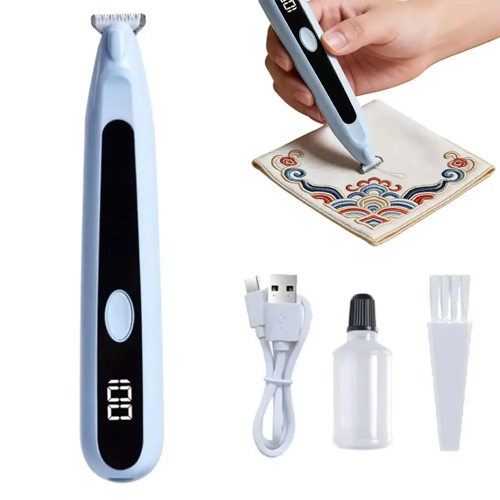 Découseur électrique portable pour la couture, en situation