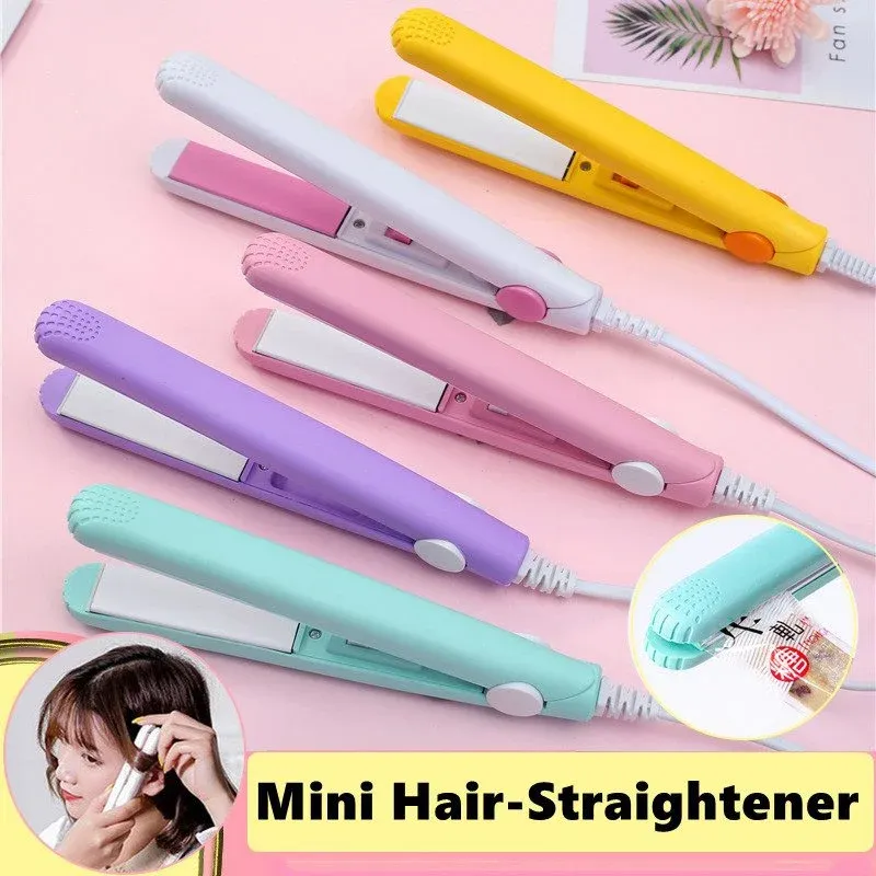 Mini lisseur, lisseur et boucleur pour cheveux bouclés et lisses, fer à friser électrique en céramique à température réglable, double plaque - Image 1