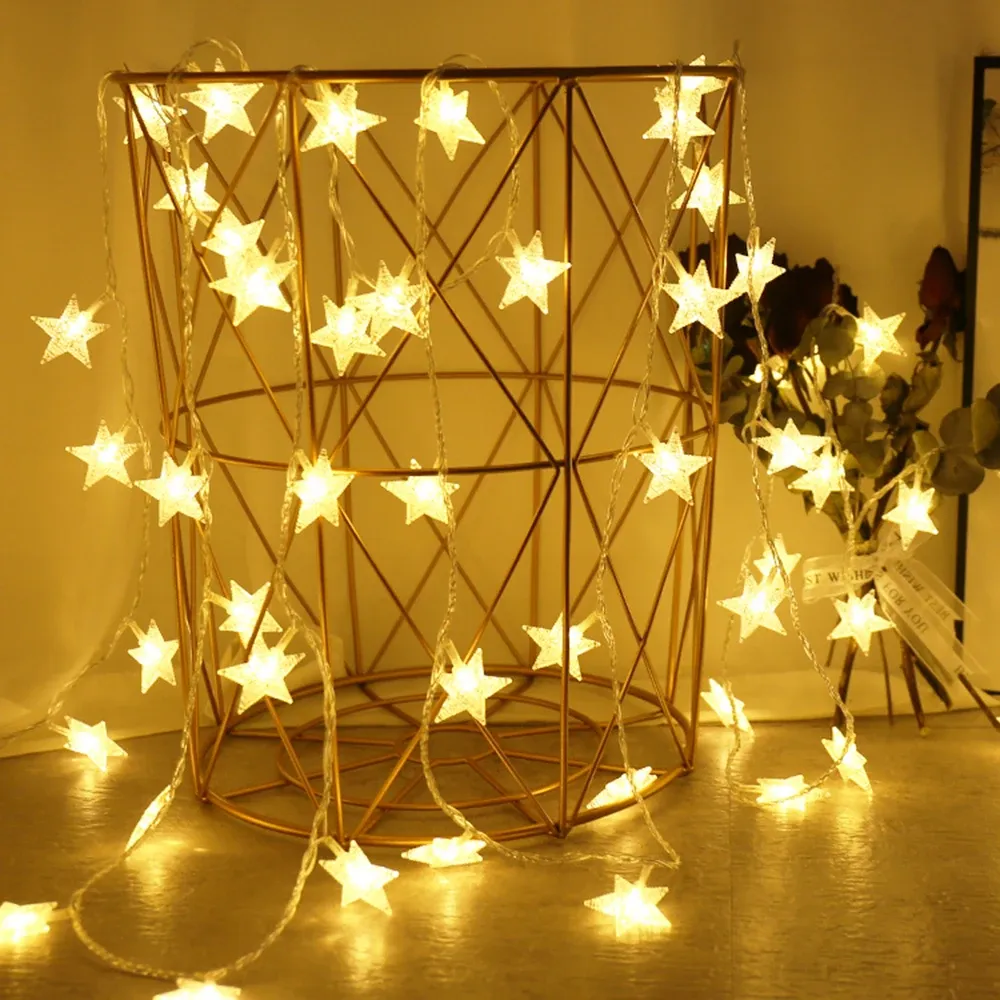 Guirlande lumineuse LED étoiles féeriques pour extérieur, décoration de Noël, mariage, fête, terrasse et jardin 1