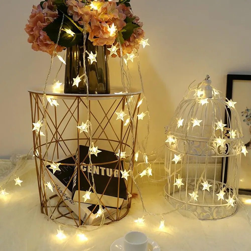 Guirlande lumineuse LED étoiles féeriques pour extérieur, décoration de Noël, mariage, fête, terrasse et jardin 6