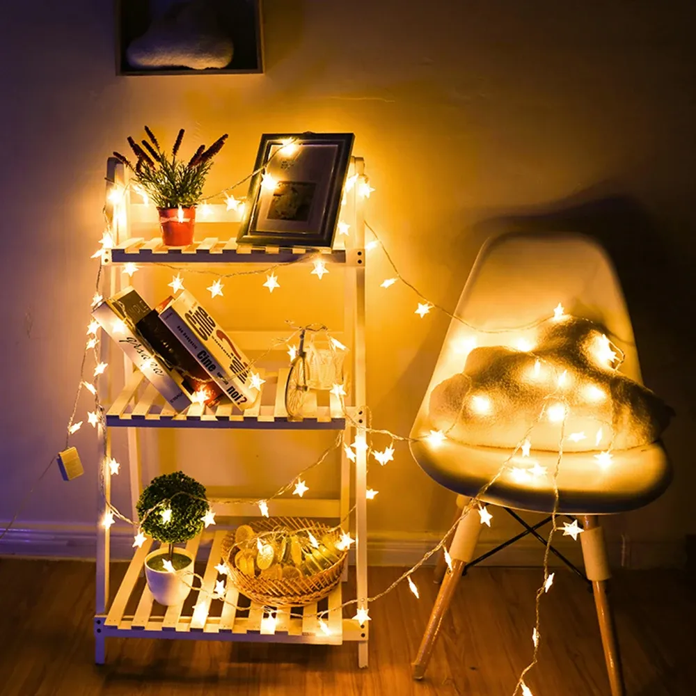 Guirlande lumineuse étoiles pour fêtes et mariages