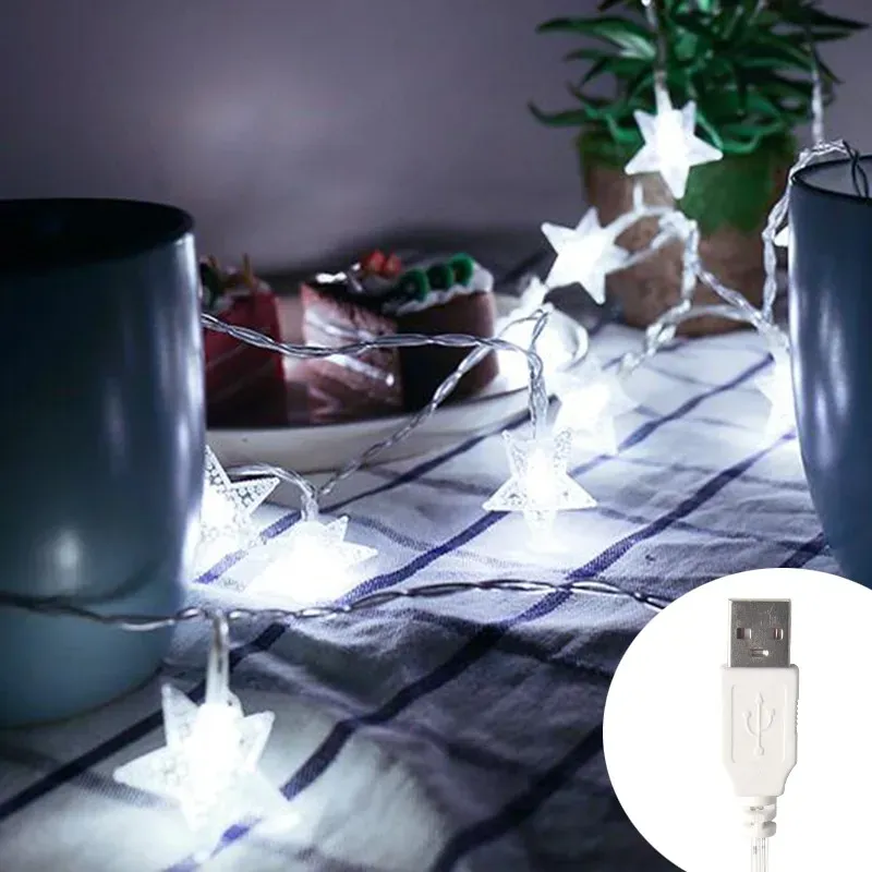 Guirlande lumineuse LED étoiles féeriques pour extérieur, décoration de Noël, mariage, fête, terrasse et jardin 10