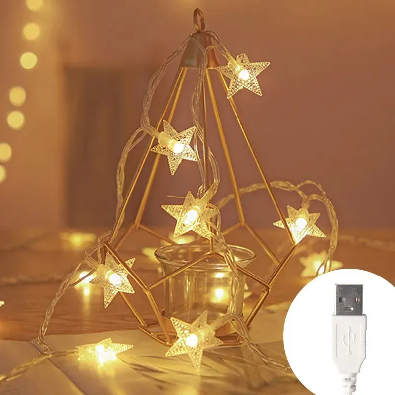 Guirlande lumineuse LED étoiles féeriques pour extérieur, décoration de Noël, mariage, fête, terrasse et jardin 7
