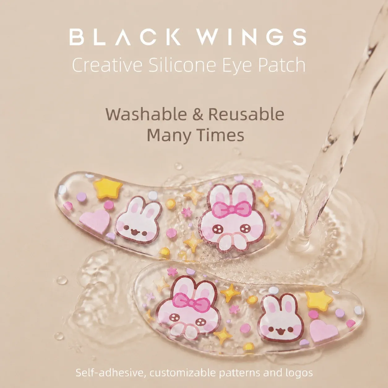 Masque pour les yeux en silicone Blackwings, masque en gel rafraîchissant réutilisable à motif, idéal pour les soins de la peau jour et nuit 2