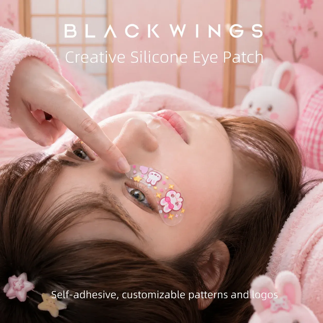 Masque pour les yeux en silicone Blackwings, masque en gel rafraîchissant réutilisable à motif, idéal pour les soins de la peau jour et nuit 5