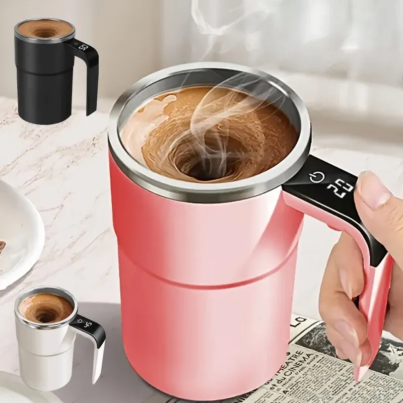 Tasse auto-agitante rechargeable avec affichage de la température, idéale pour le voyage 2