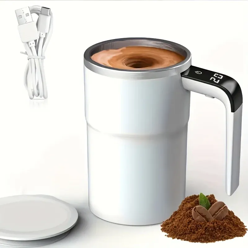 Tasse auto-agitante rechargeable avec affichage de la température, idéale pour le voyage 9