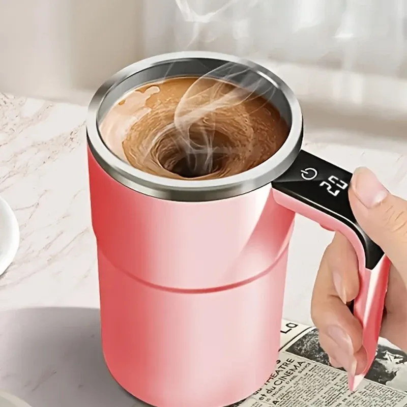 Tasse auto-agitante rechargeable avec affichage de la température, idéale pour le voyage 7