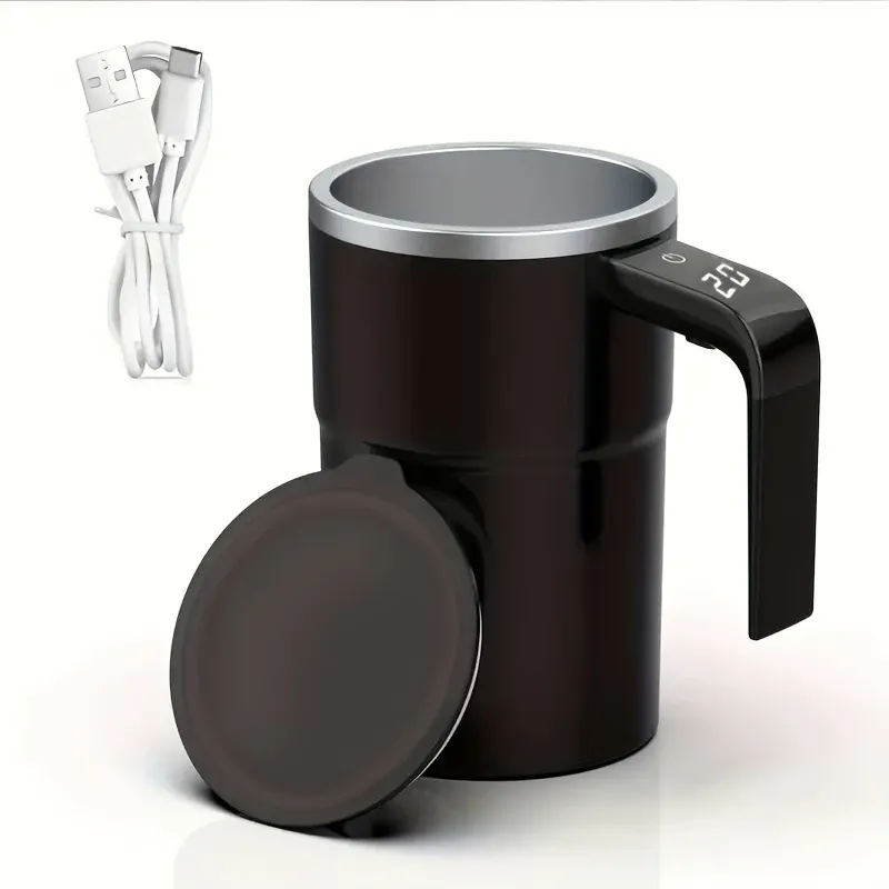 Tasse auto-agitante rechargeable avec affichage de la température, idéale pour le voyage 8