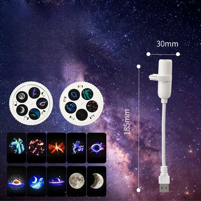 Lampe Ciel Étoilé USB Rotative 360° : Veilleuse LED Créative pour Chambre, Projecteur Lune et Étoiles 8