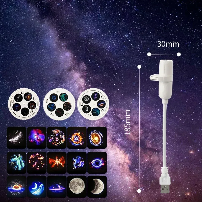Lampe Ciel Étoilé USB Rotative 360° : Veilleuse LED Créative pour Chambre, Projecteur Lune et Étoiles 7