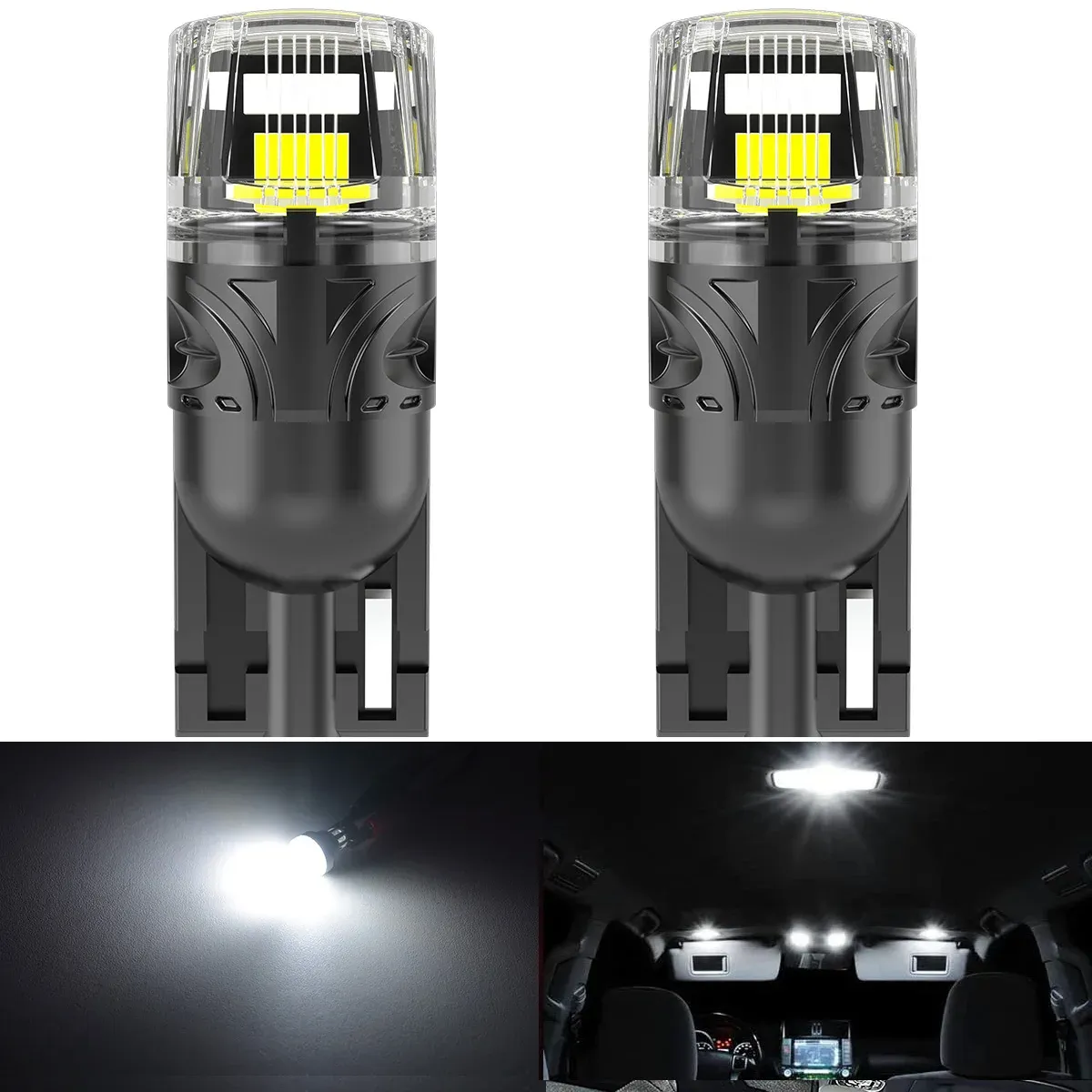 Ampoule LED Canbus T10 W5W sans erreur, pour éclairage intérieur de voiture, coffre, feux de position latéraux et plaque d'immatriculation, blanc, très lumineuse, lot de 2 - Image 1