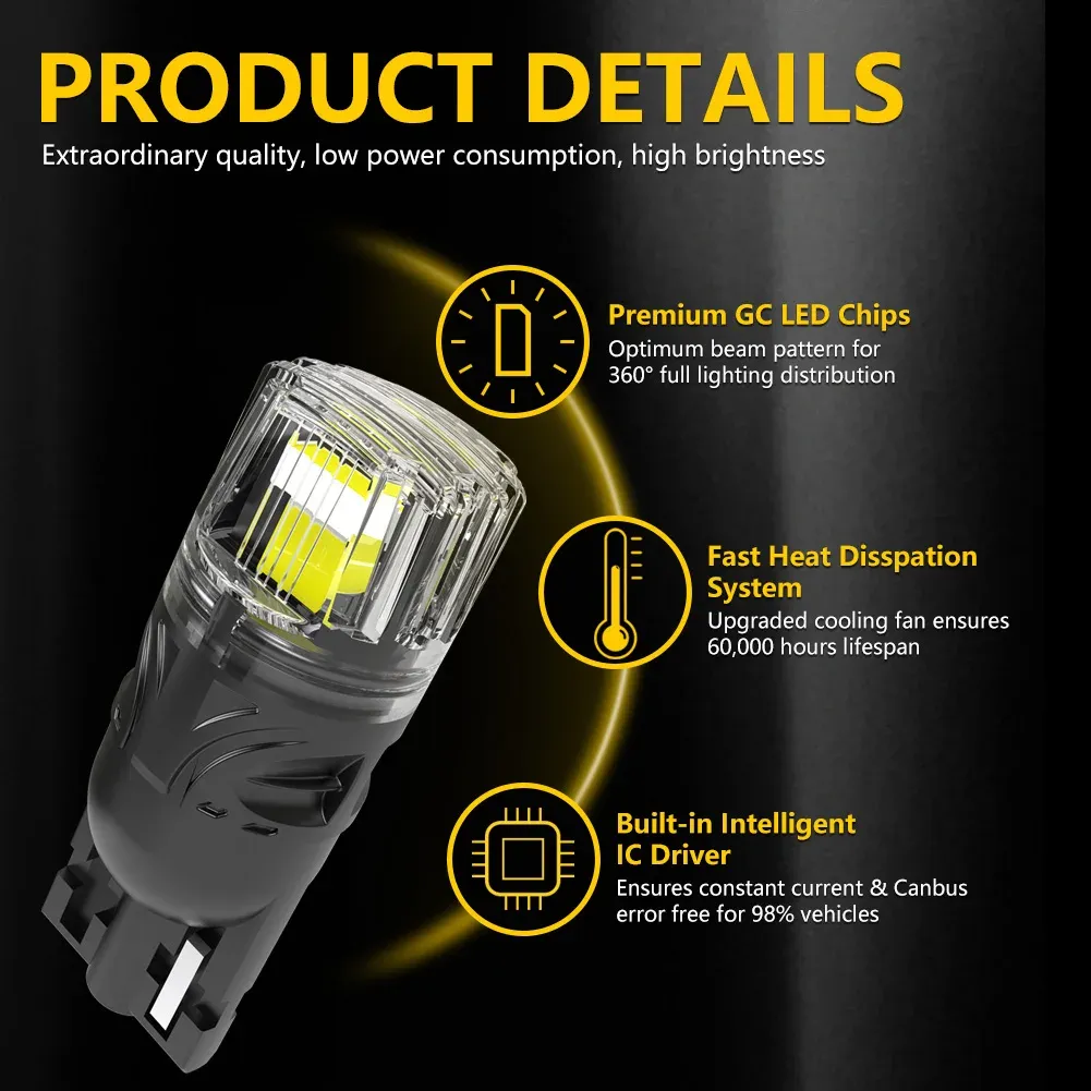 Ampoule LED T10 W5W blanche, vue de détail