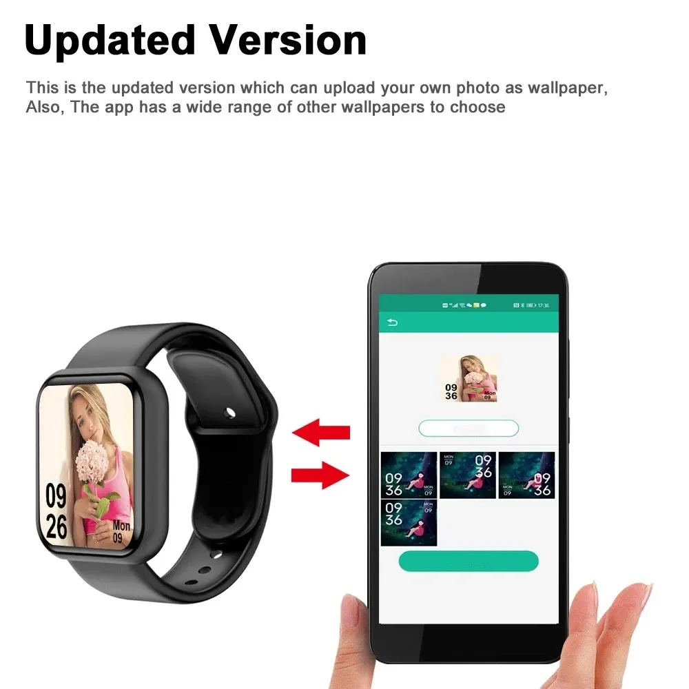 Montre connectée Bluetooth pour homme et femme, montre de sport avec bracelet fitness, lecteur de téléphone connecté, contrôle de la musique, montre numérique 4