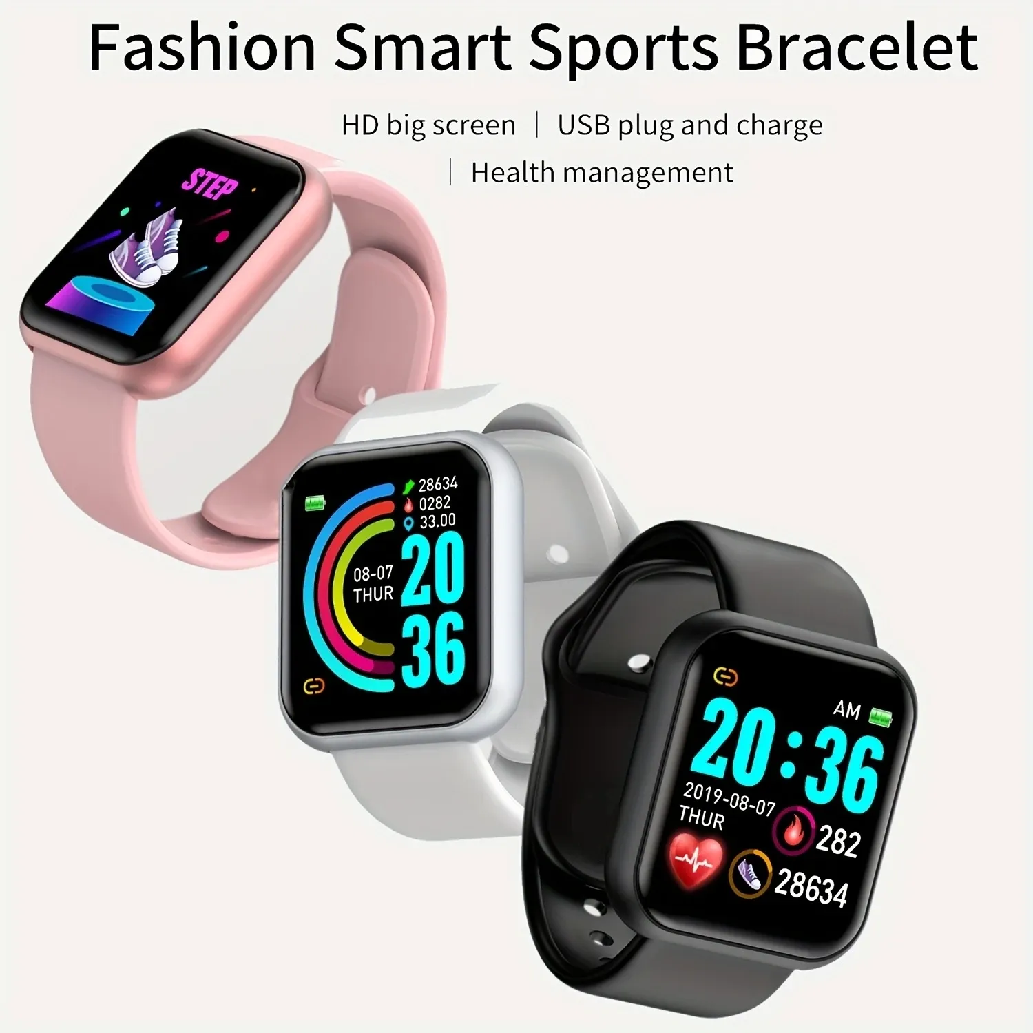 Montre connectée Bluetooth pour homme et femme, montre de sport avec bracelet fitness, lecteur de téléphone connecté, contrôle de la musique, montre numérique 6