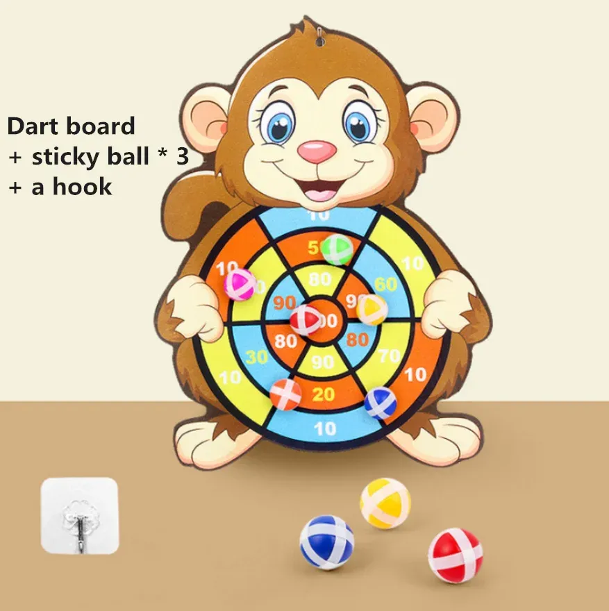 Jouets Montessori pour enfants de 2 à 4 ans : jeu de fléchettes animaux, balle collante et jouet éducatif interactif en famille 8