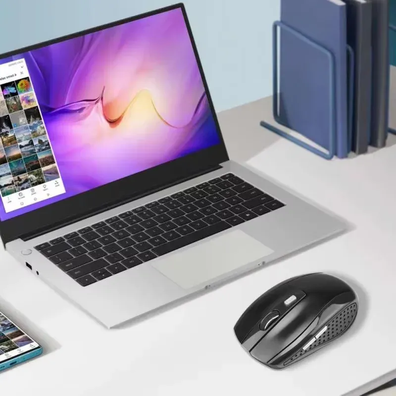 Souris de jeu sans fil 2,4 GHz à DPI réglable jusqu'à 1600, ergonomique, pour ordinateur de bureau et portable, compatible MacBook 2