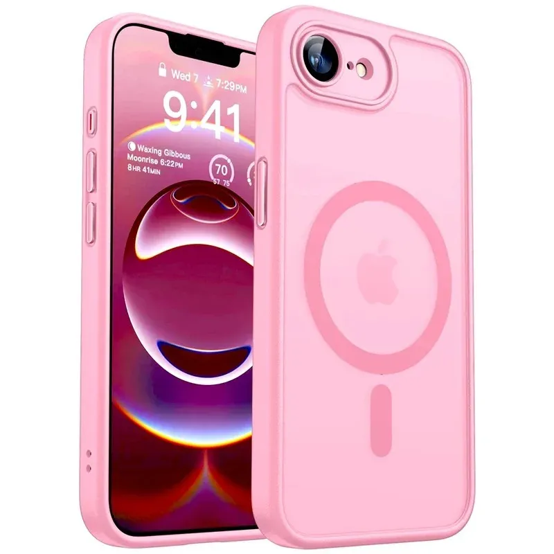 Coque magnétique transparente mate antichoc compatible MagSafe pour iPhone 17, 16E, 16, 15, 14, 13 Pro Max et Plus 11