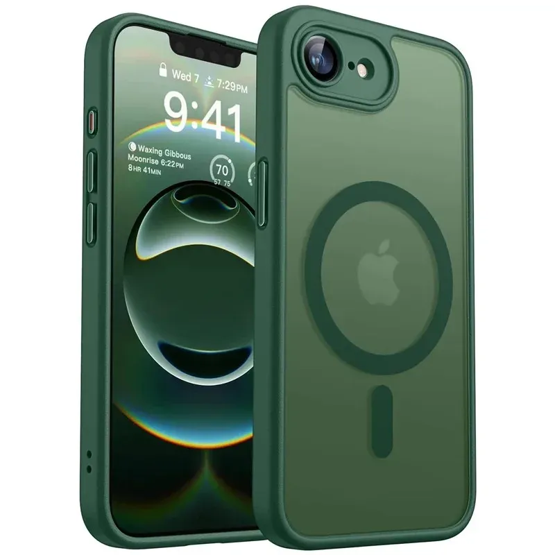 Coque magnétique transparente mate antichoc compatible MagSafe pour iPhone 17, 16E, 16, 15, 14, 13 Pro Max et Plus 13