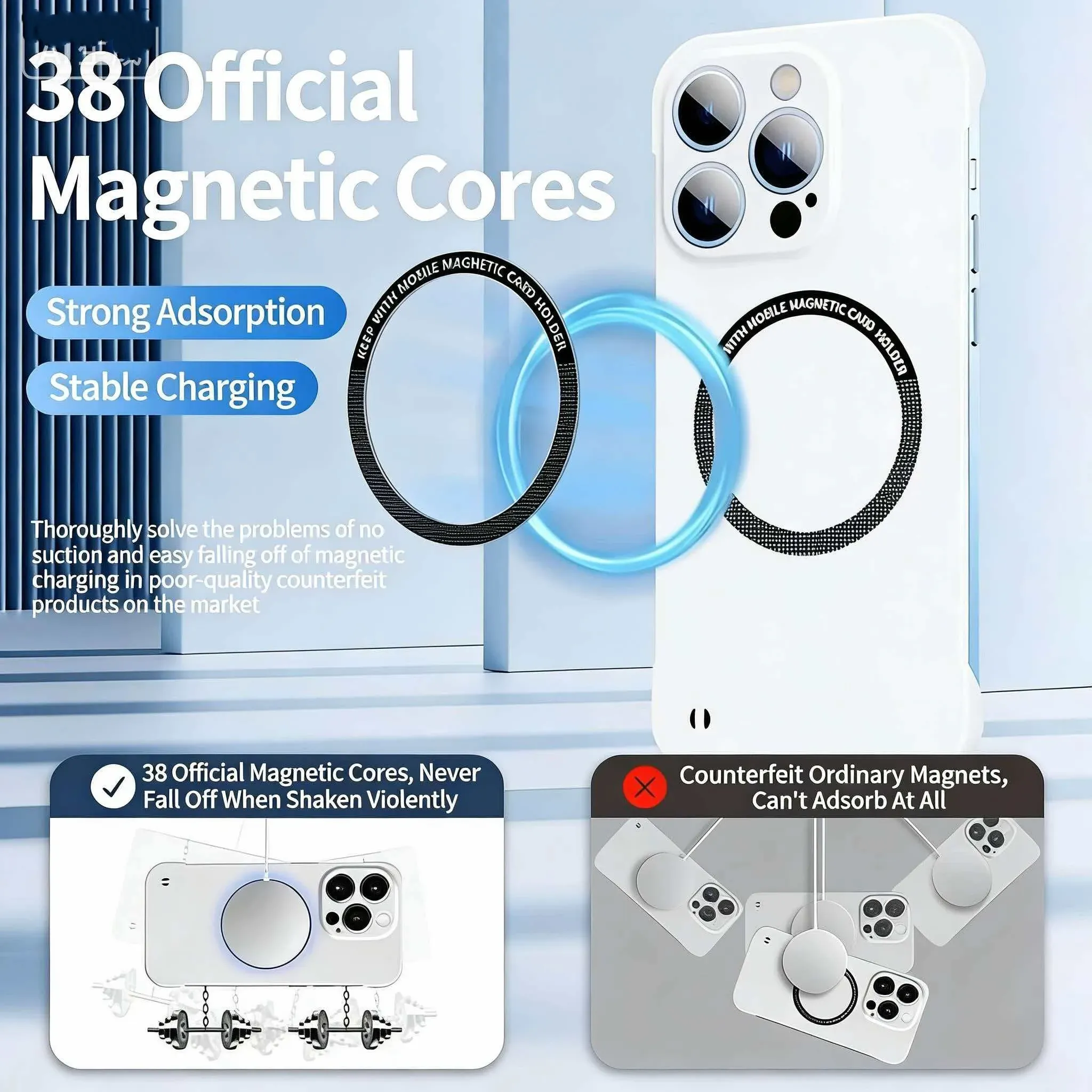 Coque magnétique ultra-fine en PC rigide mat compatible MagSafe pour iPhone 17, 16, 15, 14, 13, Pro Max, Mini, Air et 16e 4