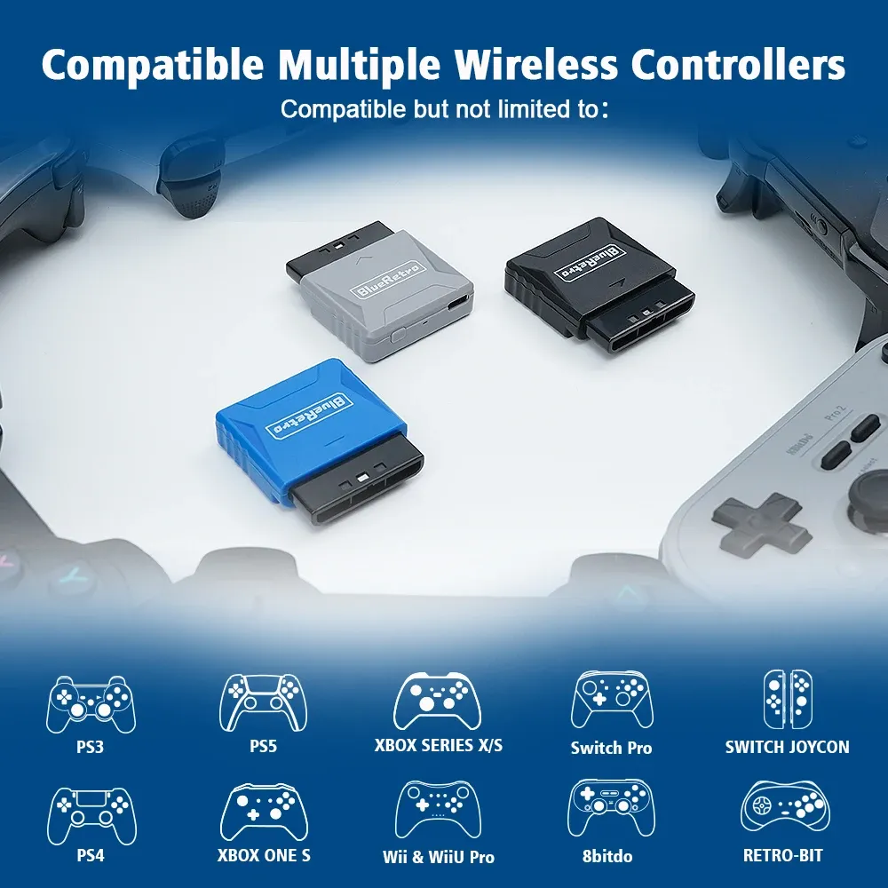 RetroScaler Mini – Adaptateur récepteur BlueRetro pour PS1, PS One et PS2 – Compatible avec manettes sans fil 8BitDo, PS4, PS5 et Xbox Series X|S 3