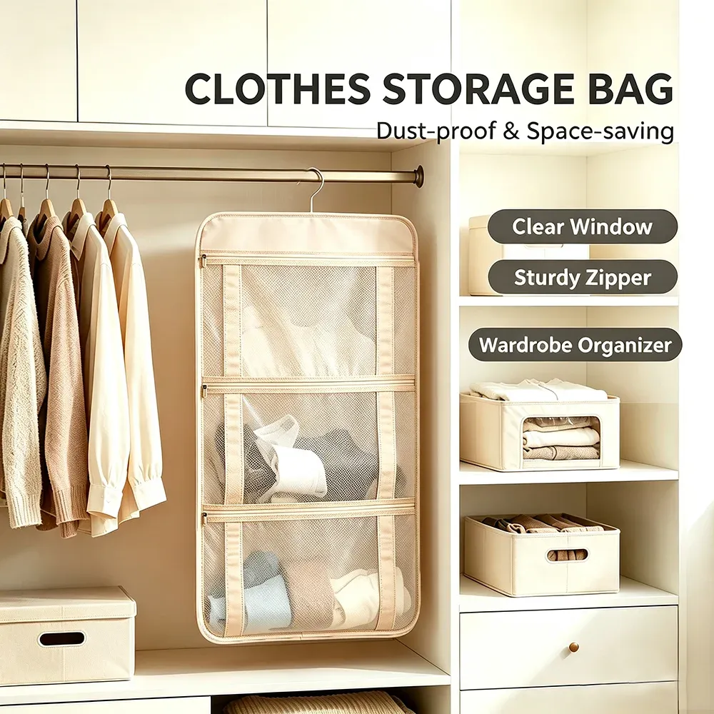 Sac de rangement suspendu multi-poches pour sous-vêtements et chaussettes - Image 1