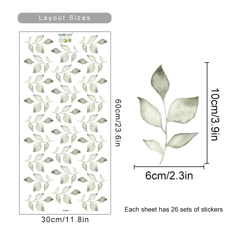 Autocollant mural fleur bohème aquarelle amovible en PVC 9