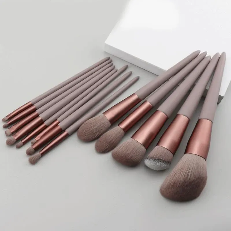 Ensemble de 13 pinceaux de maquillage doux avec trousse de rangement 14