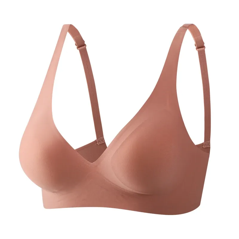 FINETOO Soutien-gorge souple sans couture pour femme, col en V profond, rembourré 8