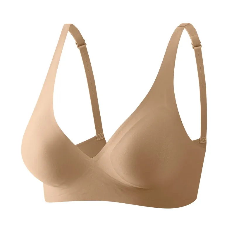 FINETOO Soutien-gorge souple sans couture pour femme, col en V profond, rembourré 10