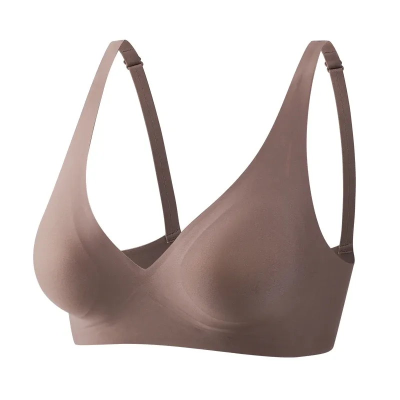 FINETOO Soutien-gorge souple sans couture pour femme, col en V profond, rembourré 11