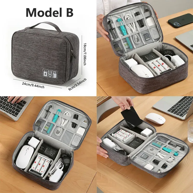 Pochette de rangement portable et étanche pour câbles et accessoires électroniques de voyage 3